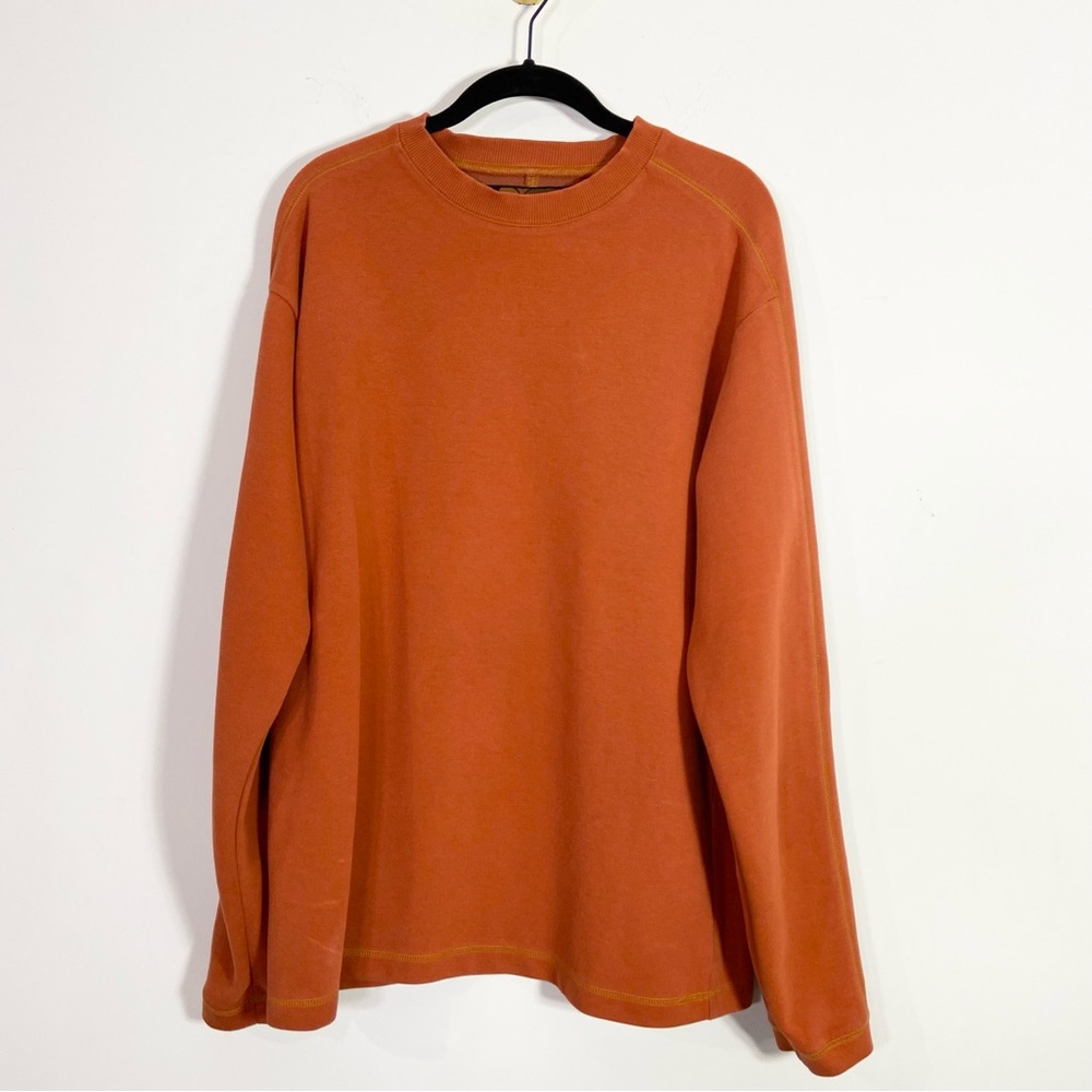 Prana Orange Crewneck Long Sleeve Cotton Blend Sweatshirt